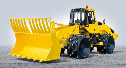 Der bomag Müllverdichter BC 472 RS in der Version mit Schaufel.