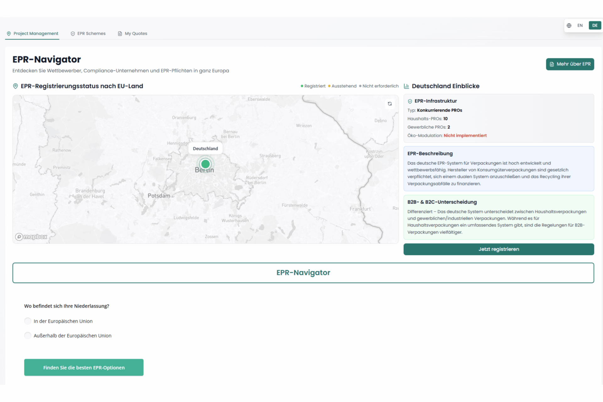 Digitale Lösung für EPR-Registrierung in mehreren EU-Staaten