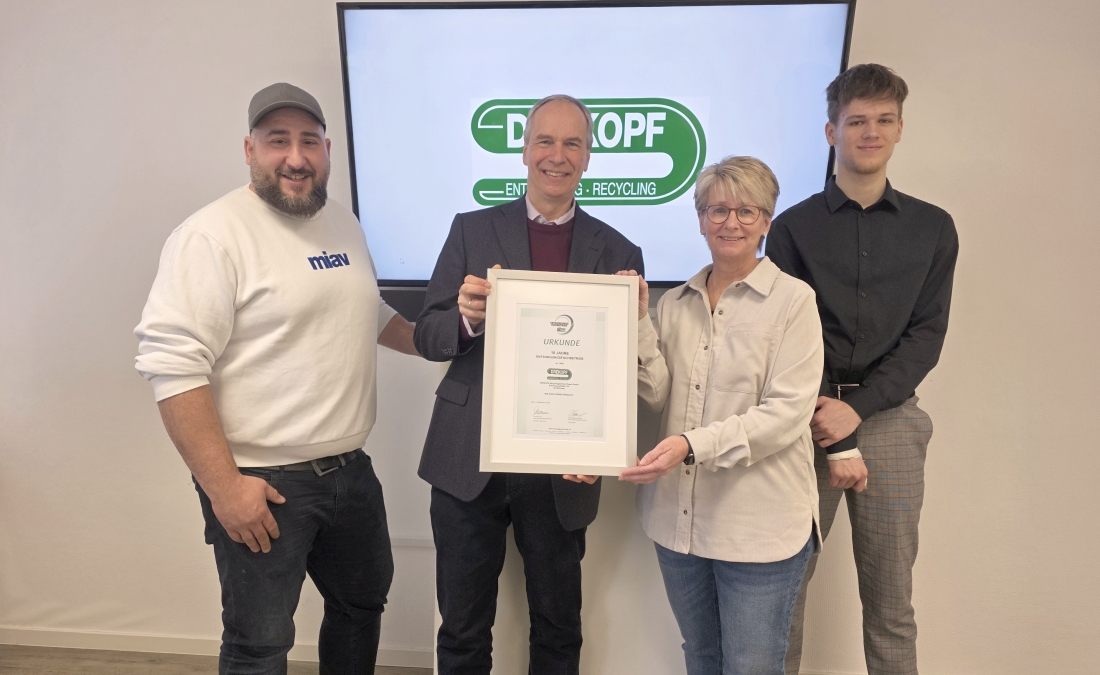 Seit zehn Jahren zertifizierter Entsorgungsfachbetrieb