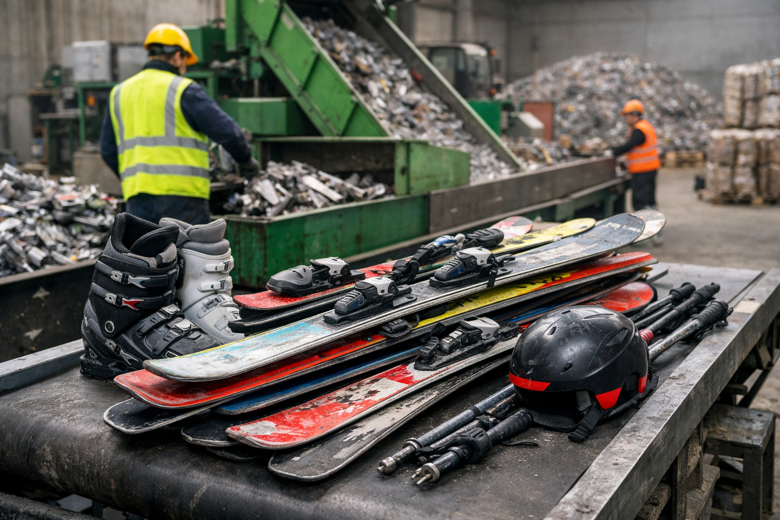 Recycling von Skiausrüstung